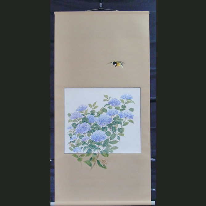 中村琴水 紫陽花 描き表装 | 美濃和紙・掛軸・絵画の販売、買取なら(株)後藤紙店・後藤画廊