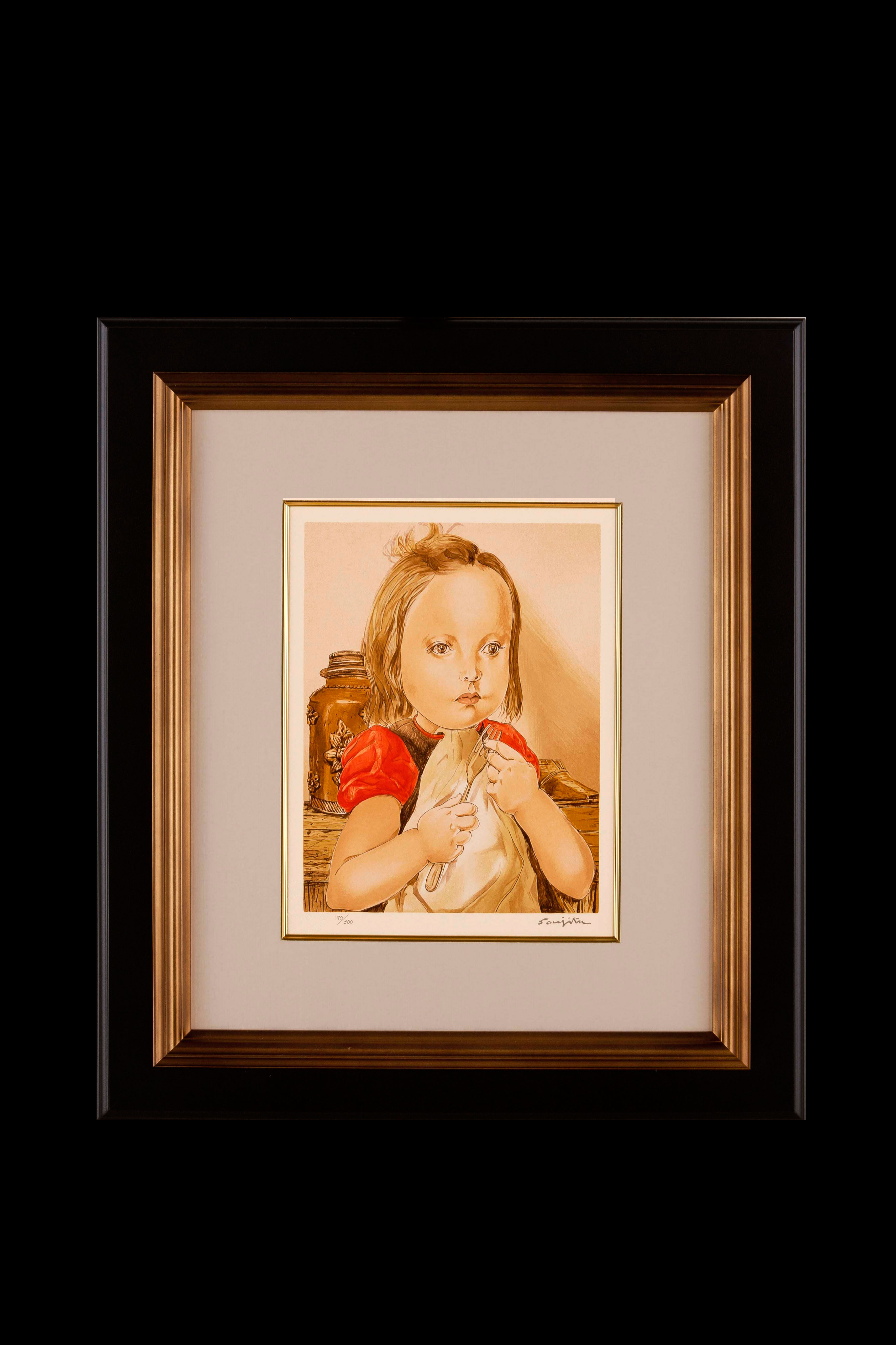 レオナール・フジタ フォークを持つ少女 | 美濃和紙・掛軸・絵画の販売 