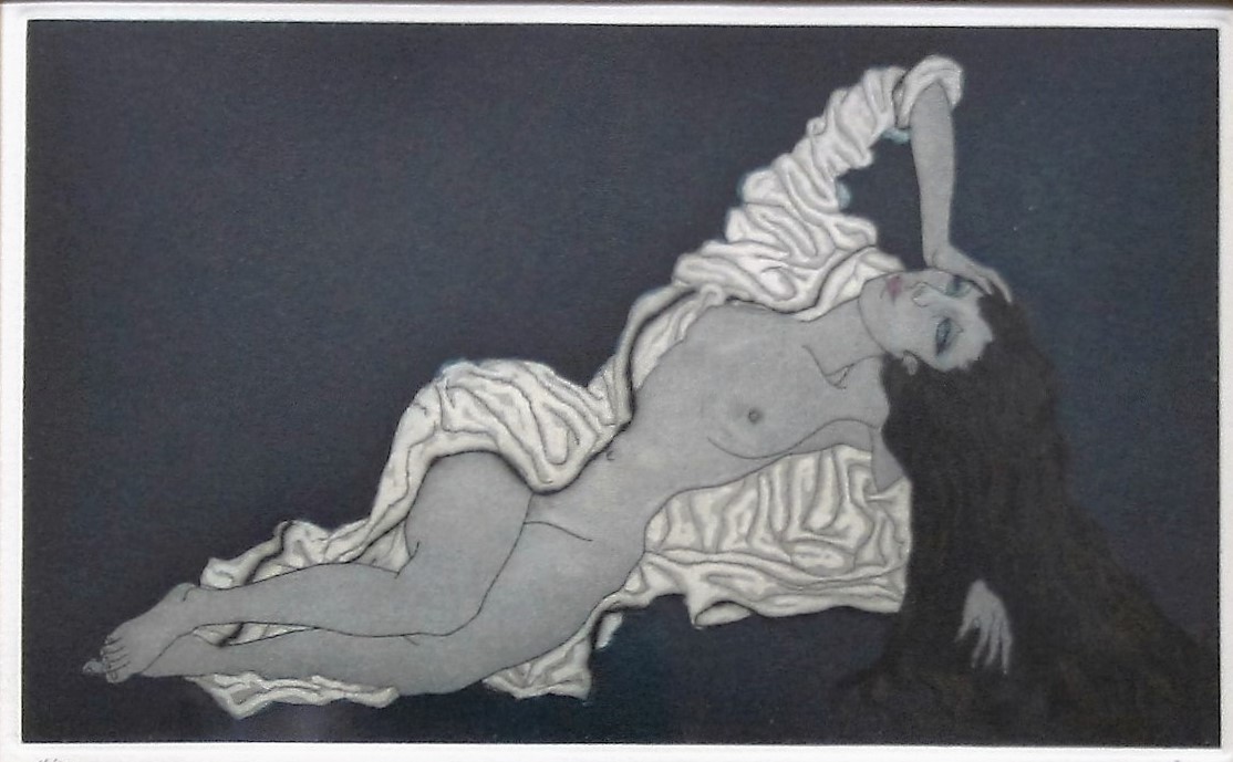 【栃木県】加山又造 『ガウンの裸婦 84－②』銅版画 直筆サイン　1984年 銅版画、エッチング