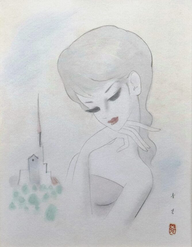 東郷青児【色紙：パリーの女】 コレクション 