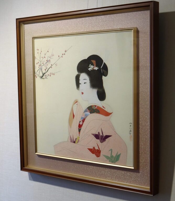 伊東深水 真筆 作品 時代風俗(墨絵) 据えつけ