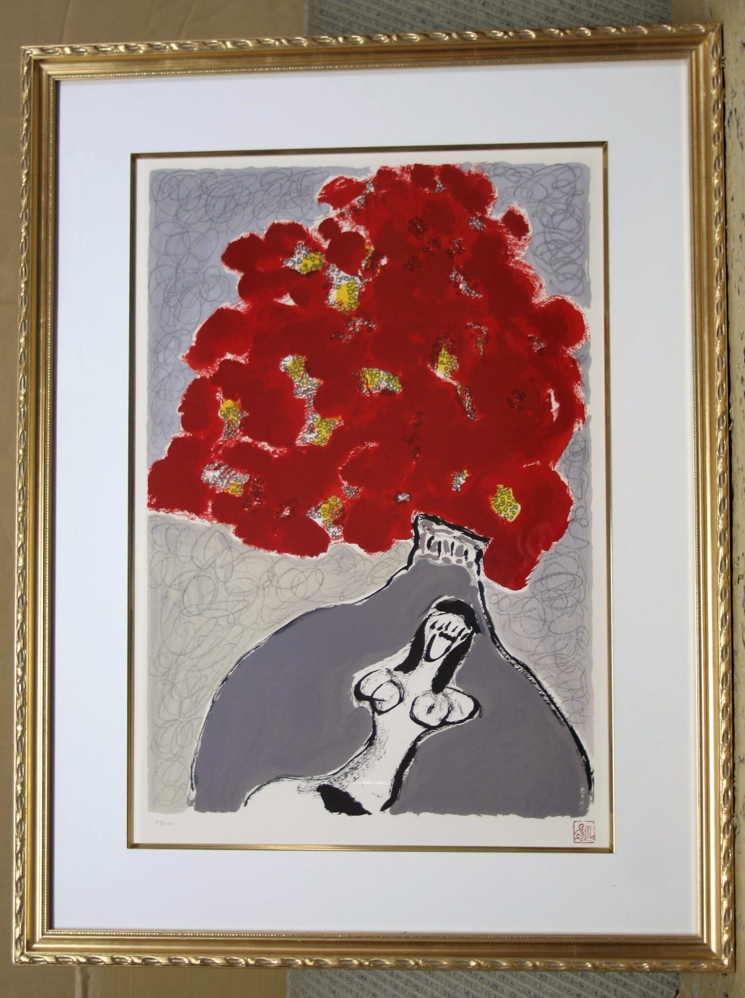 三岸節子、「作品2」、希少大判画集・額装画、日本製・新品額縁にて額装