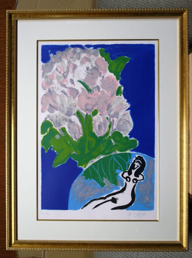 三岸節子 ピンクのチューリップ 版画 | 美濃和紙・掛軸・絵画の - 絵画