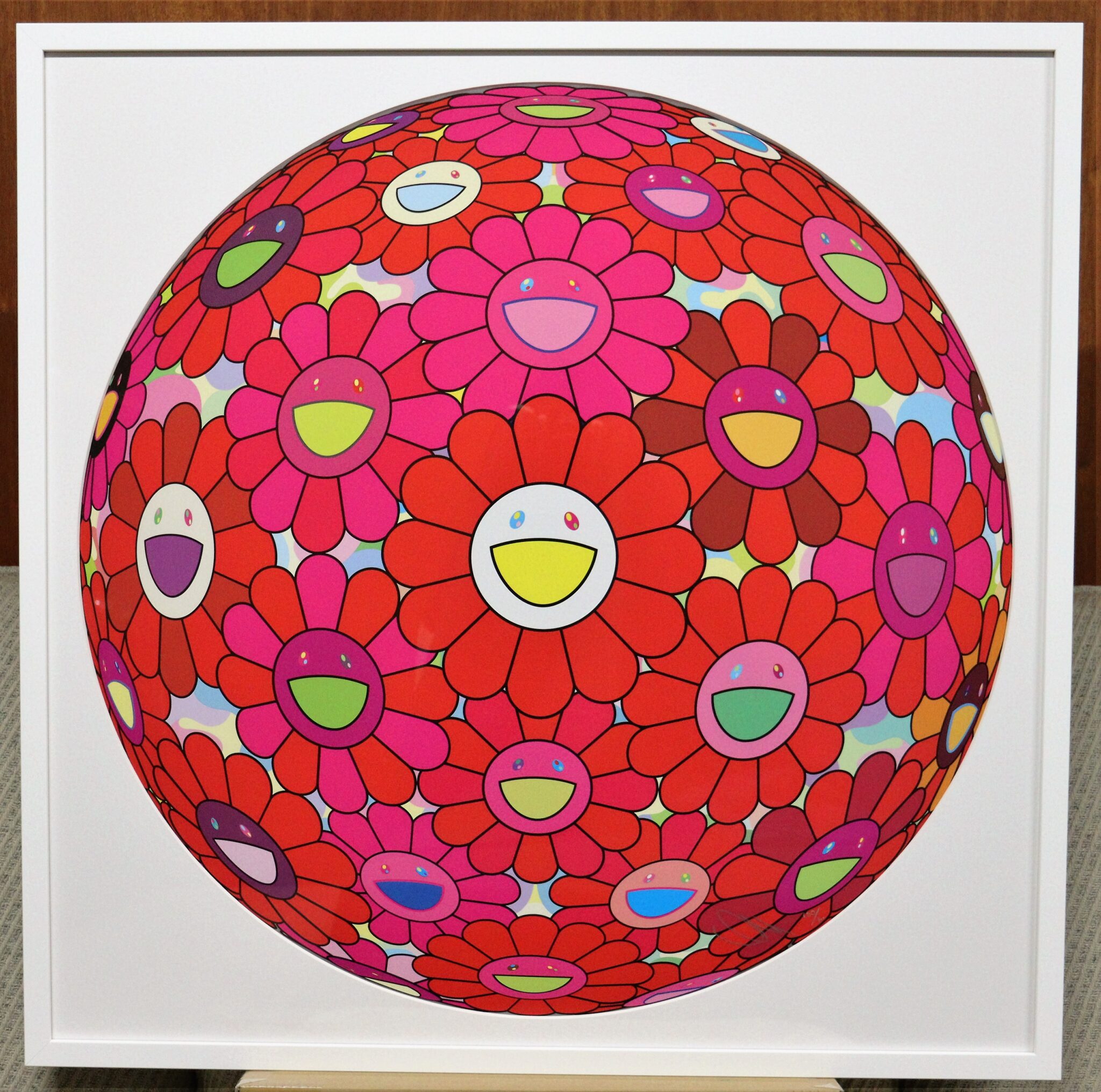 和紙絵】人間国宝 山内一生 先生の作 「華」 和紙による花の盛り上がりは