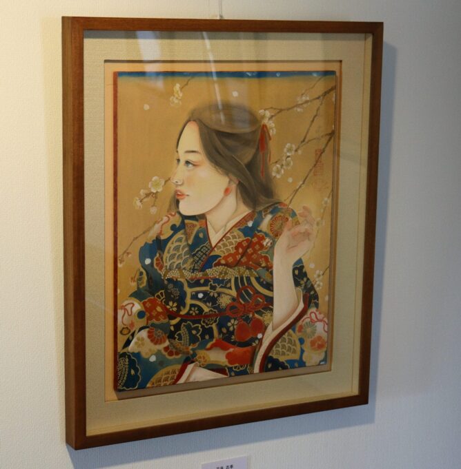 平良志季 「梅に人」 10号 | 美濃和紙・掛軸・絵画の販売、買取なら(株)後藤紙店・後藤画廊