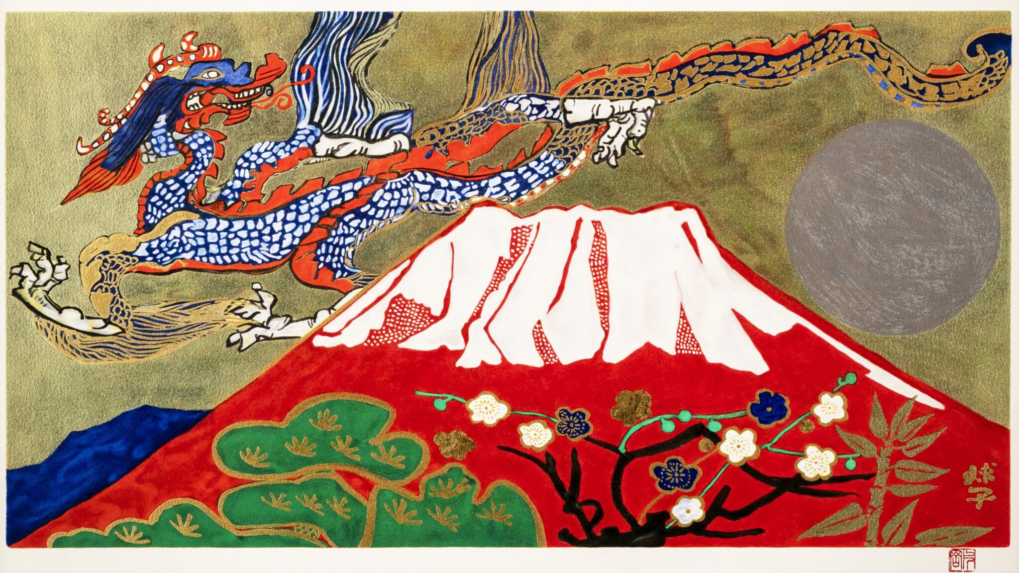 篠田桃紅　荻須高徳　大橋翠石　棟方志功　児玉幸雄　三岸節子　前田青邨　川合玉堂　平山郁夫　伊藤小坡　　堀文子　秋野不矩　草間彌生　片岡球子　　 新山拓　鈴木強　藤田嗣治　武蔵原裕二　森田りえ子　梅原龍三郎